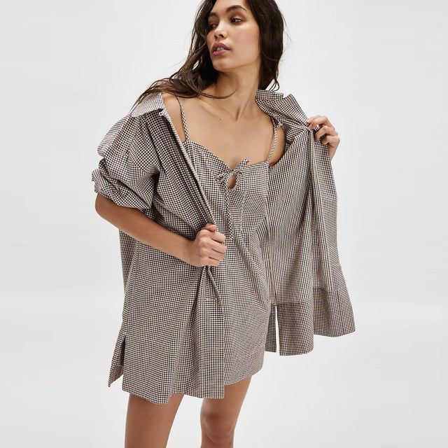 knee length dresses for ladies FREE PEOPLE Remino Denim Mini Dress